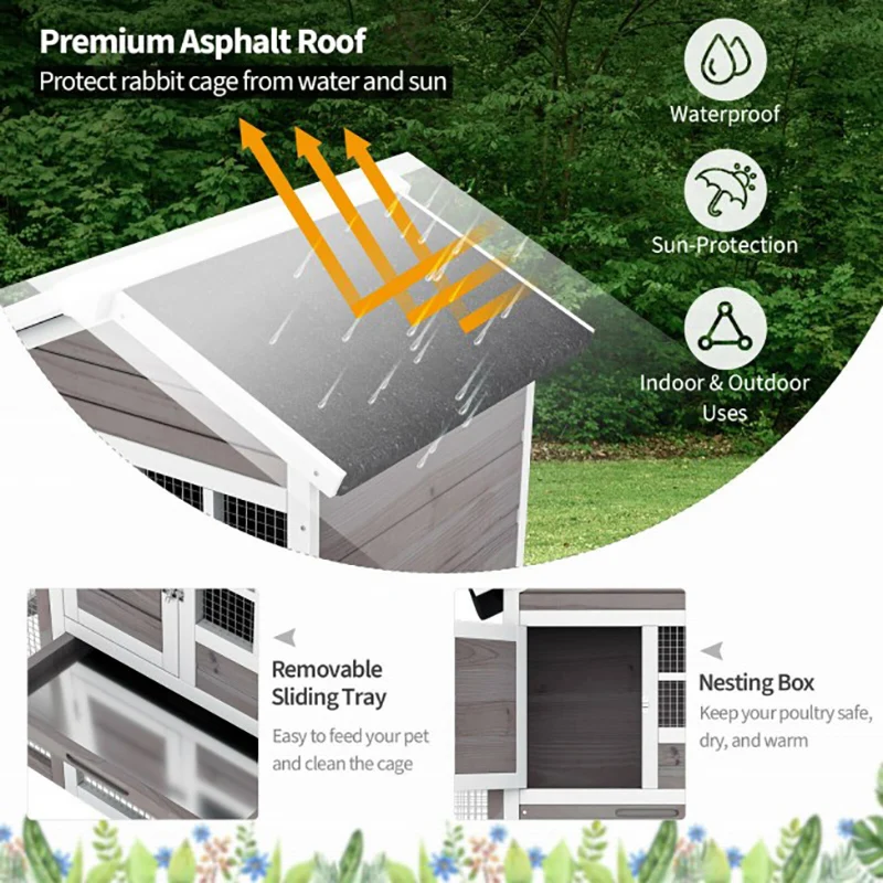 2-Story деревянный загон для кролика с зоной бега |