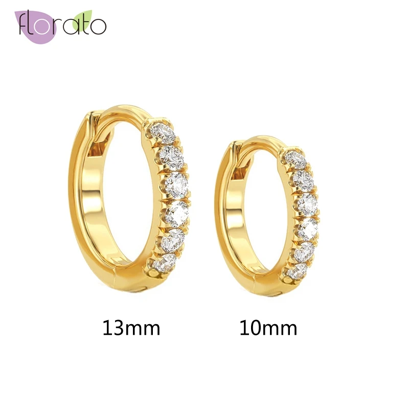 

10/13mm 925 Sterling Silver Ear Needle Small Hoop Earrings for Women Simple Minimalist Huggie Earrings Crystal Fashion Jewelry