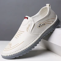 new 2022 white men leather casual shoes men sneakers fashion handmade comfy soft slip on loafers male outdoor driving shoes