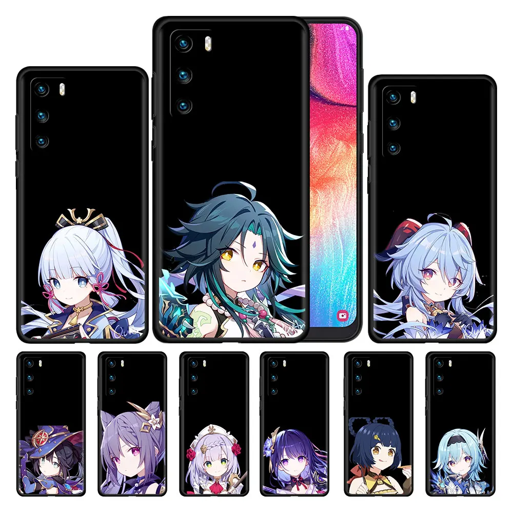

Case For Huawei P30 P Smart Z P40 Lite E Y7 P20 Y6 Honor 8X 50 20 Pro 30i Y9 2018 Black Soft Phone Coque Genshin Cute Klee Qiqi