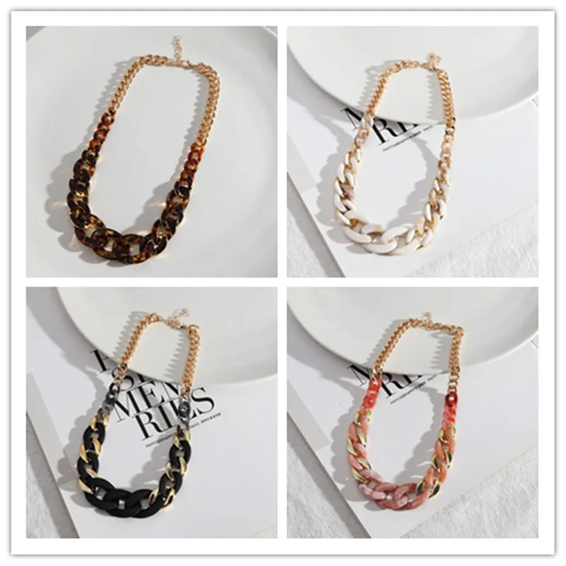 Ожерелье-чокер женское из золотистого металла и эмали короткая цепь с крупными