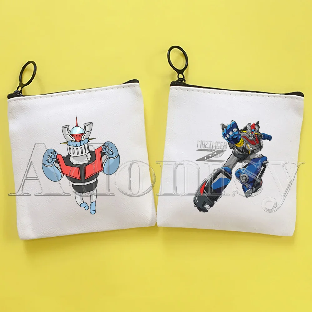 Mazinger Z Cute Mini Coin Purse Canvas Student Wallet Coin Case Zipper Hand Female Key Case