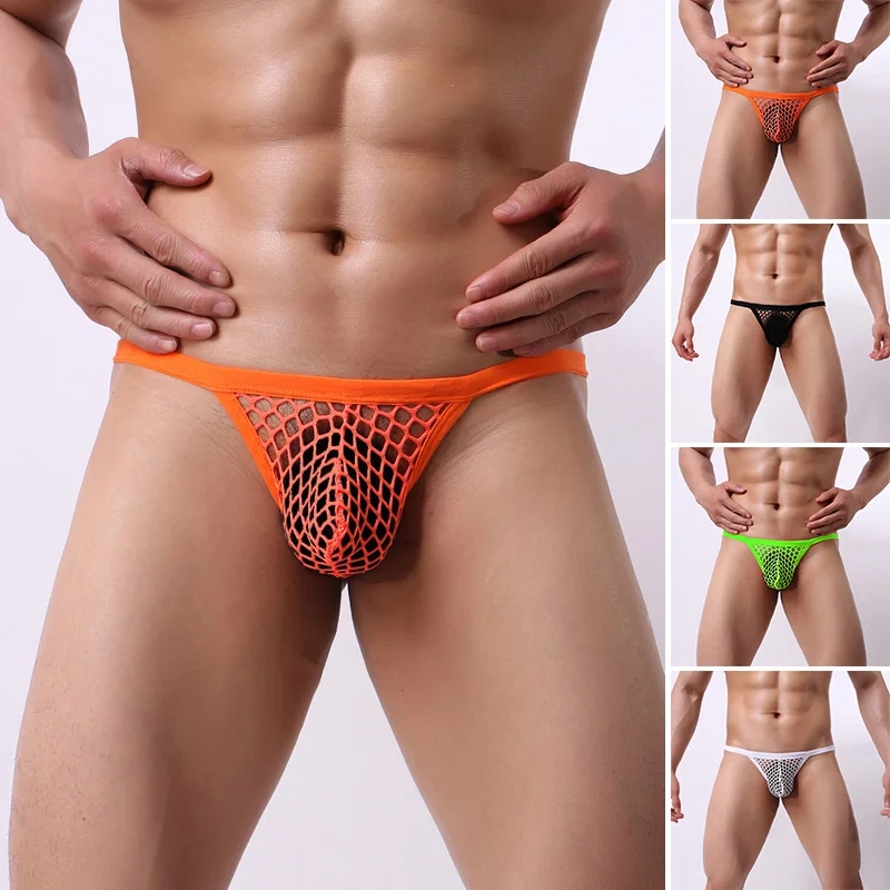 

Men Mesh Brief Thong Breathable Panties Knickers Sexy Brief Underwear Swimwear Trunks Low Rise Hollow Out See Through Underpants