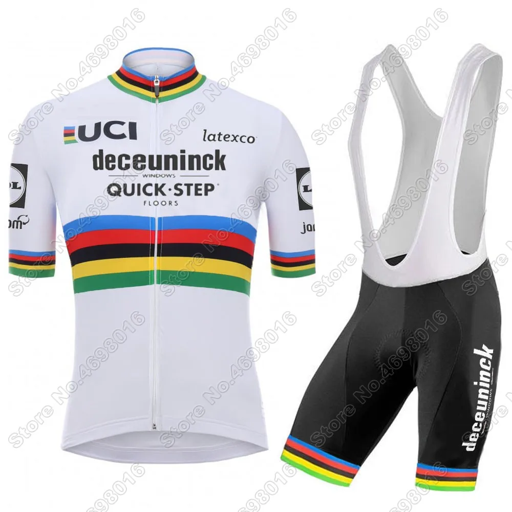 

2021 Men's World Champion Cycling Clothing Quick Step Julian Alaphilippe Cycling Jersey Set Road Race Bike Suit Maillot Cyclisme