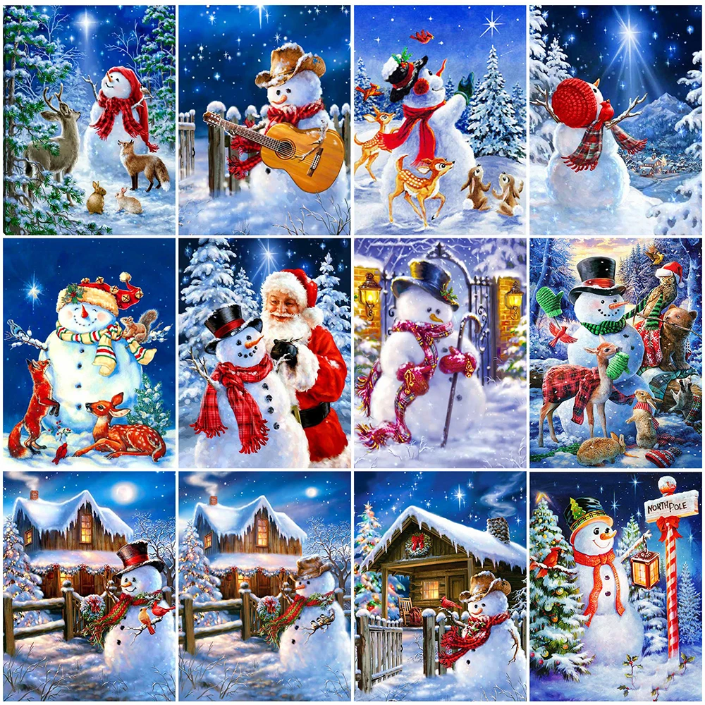 

HUACAN 5D полный Рождественский Алмаз Картина снеговик вышивка зимняя мозаика дом Вышивка крестом комплекты, украшение для дома