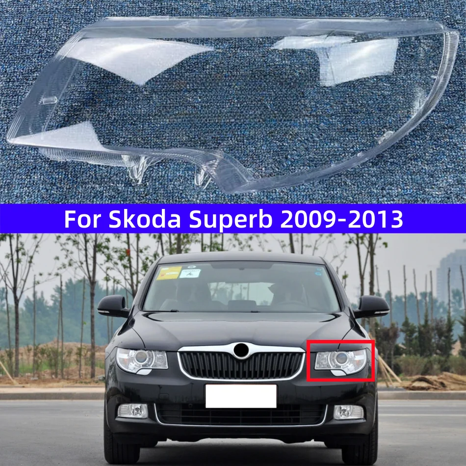 Фото Для Skoda Superb 2009 2010 2011 2012 2013, аксессуары для автомобиля, прозрачный материал ПК, стеклянный корпус фары №2