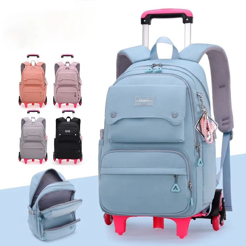 

Водонепроницаемый детский школьный рюкзак с 6 колесами, съемные детские школьные ранцы для девочек, детская тележка, школьный ранец, чемодан для книг