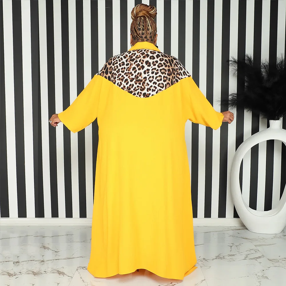 Plus Size Leopard Loose Dress Women Patchwork Pretty Club Cloth Lady Casual Luxury Robe 2023 Summer Trendy Evening New In Dress