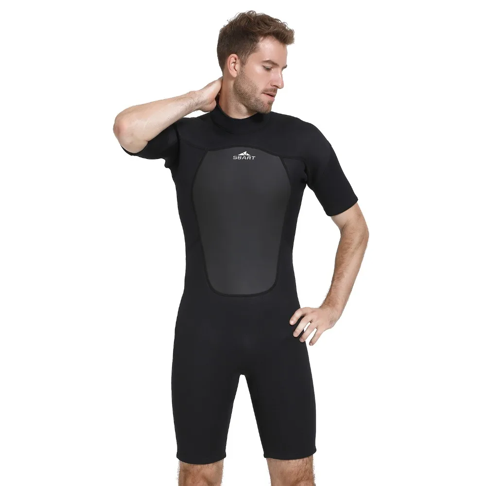 

SBART 2MM Neoprene Wetsuit Men Keep Warm Swimming Scuba Diving Bathing Suit Short Sleeve Triathlon Wetsuit for Surf Snorkeling