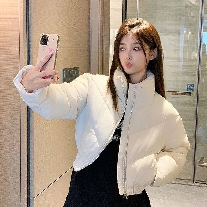 Пуховик женский короткая стеганая куртка новинка зимы 2024 утепленный хлебный