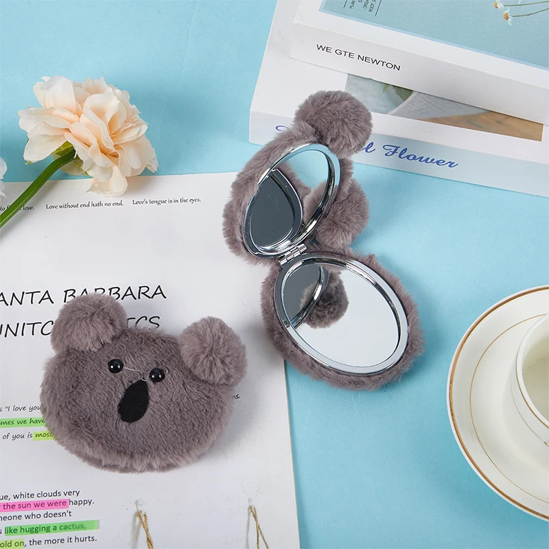 

Cartoon Magnifying Mirror Plush Sloth Folding Makeup Mirror Koala Office Beauty Women Girls Makeup Pocket Mirror Winter Beauty