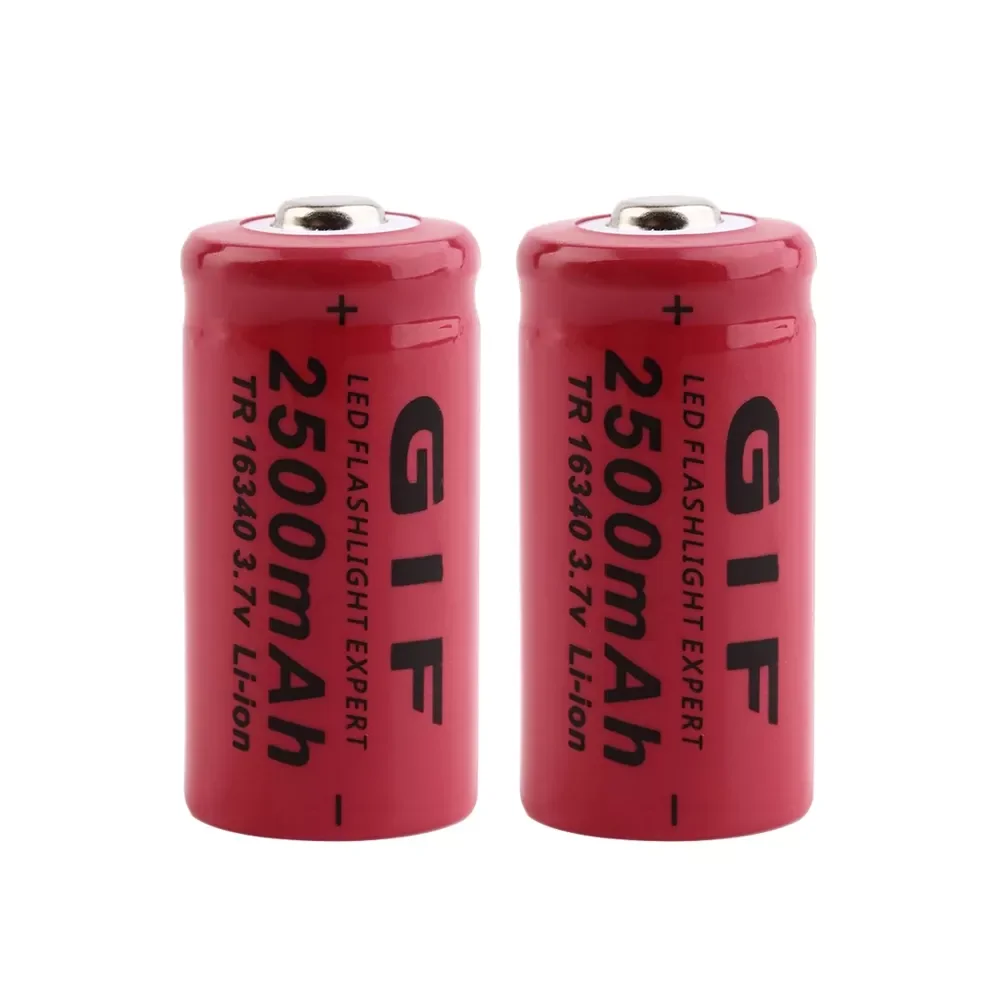 

Pcs 3.4x1.6cm Red 16340 2500mAh Li-ion Lithium Batteries For LED Flashlight Headlamp Toy Mini Fan 3.7V Volt 2500mAh