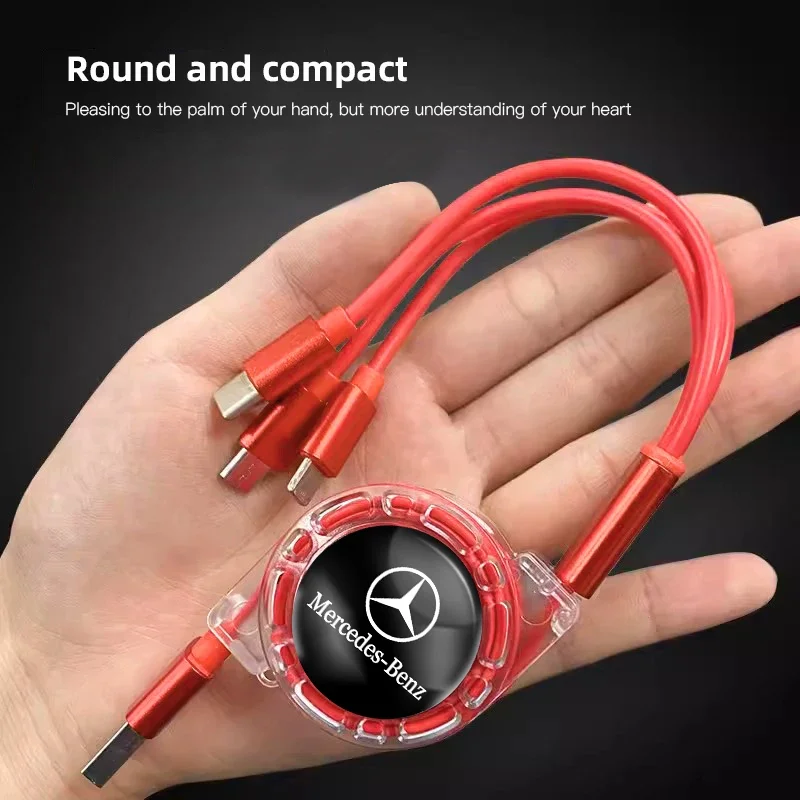 Фото Быстрое зарядное устройство 3-в-1 Micro Data Wire USB Type C для Mercedes Benz AMG W203 W206 W220 W205 W211 W212 W201 W210 W108 W168 W169 W222 №1