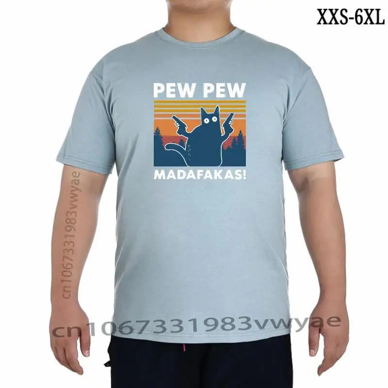 

Unisex Pew Pew Madafakas T Shirt Novelty Funny Cat Vintage Crew Neck Tshirt Women' 100% Cotton Short Sleeves Novelty TShirt