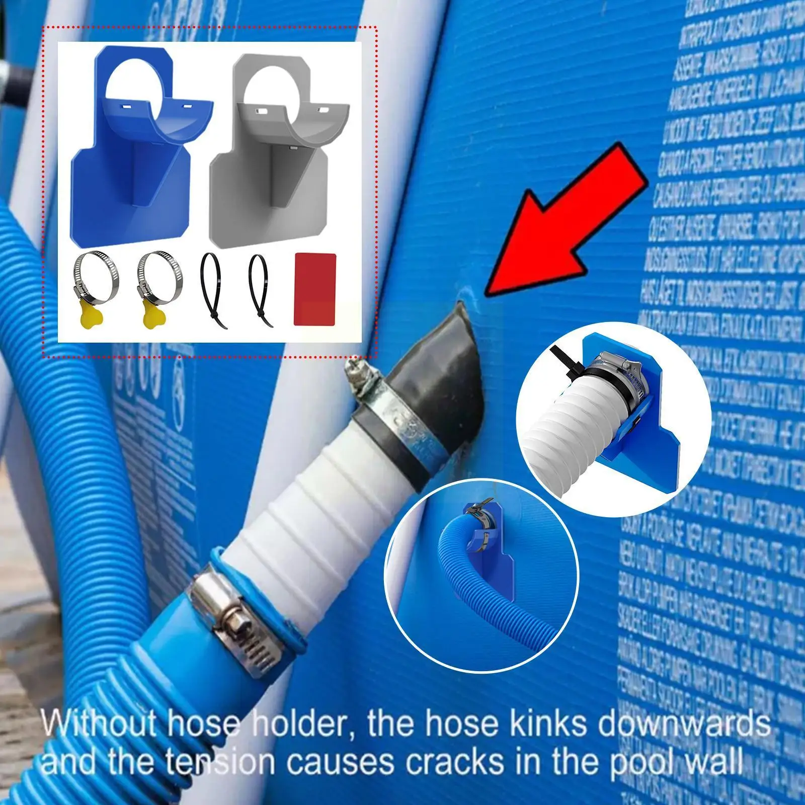 

Держатель трубы для бассейна, кронштейн для шланга, поддерживает трубы 30-38 мм для выходного отверстия шланга Intex над землей с кабельными стя...