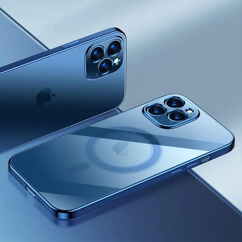 

Чехол с беспроводной зарядкой для iPhone 13 12 11 Pro Max, Роскошный прозрачный мягкий силиконовый чехол с покрытием для iPhone 11 Pro Max, чехлы