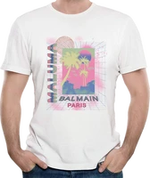unisex balmain tees letter printed round neck short sleeve all match simple mens and womens t shirt