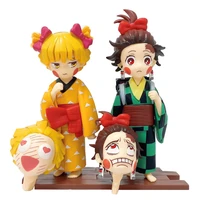 11cm anime demon slayer figure kawaii doll agatsuma zenitsu tanjirou doxed pvc model statue changeable expression child toys