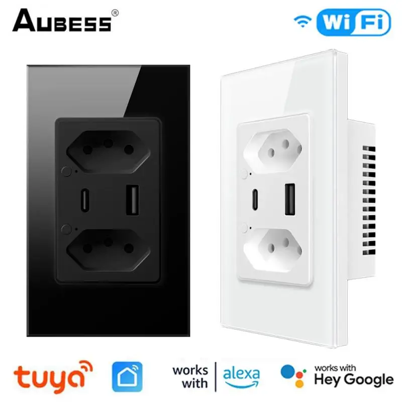 

Выключатель настенный Tuya с поддержкой Wi-Fi и розеткой, умный светильник ель с сенсорным датчиком и USB-портом, работает с Alexa Google Home