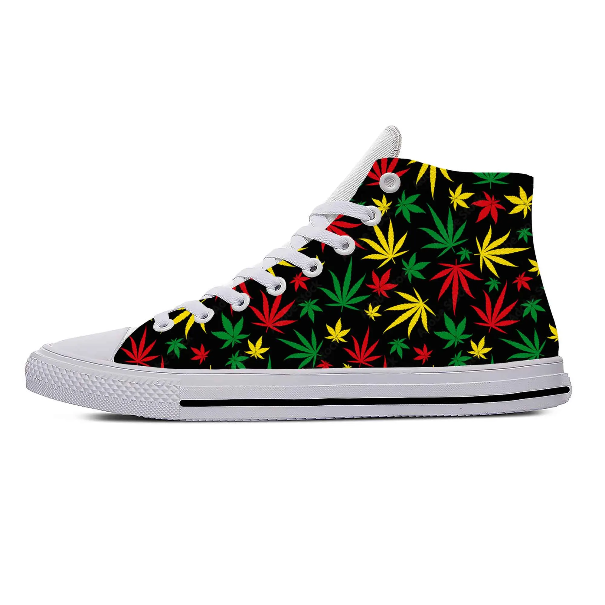 Кроссовки Reggae Rasta лист травы горшок растафария Марихуана повседневные тканевые