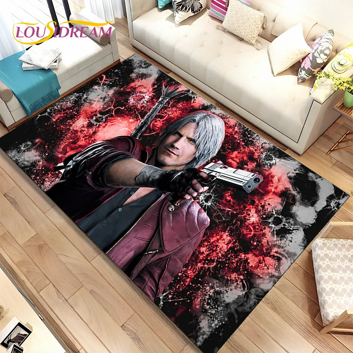 

3D HD D-Devil May Cry DMC Game Gamer Area Rug,Carpet Rug for Home Living Room Bedroom Sofa Doormat Decor,kids Non-slip Floor Mat