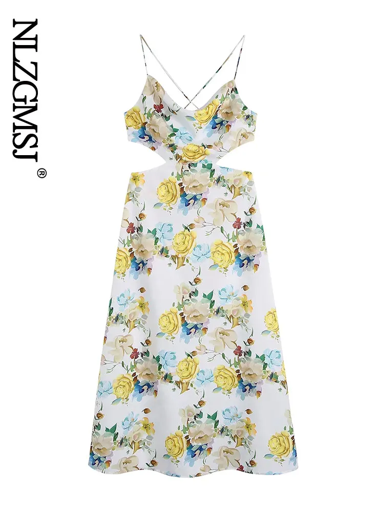 

Nlzgmsj Za 2022 Women Backless Lace Up Sexy Summer Beach Women Dress Sleeveless Print Midi Dress Lady Bohemian Dress 202204