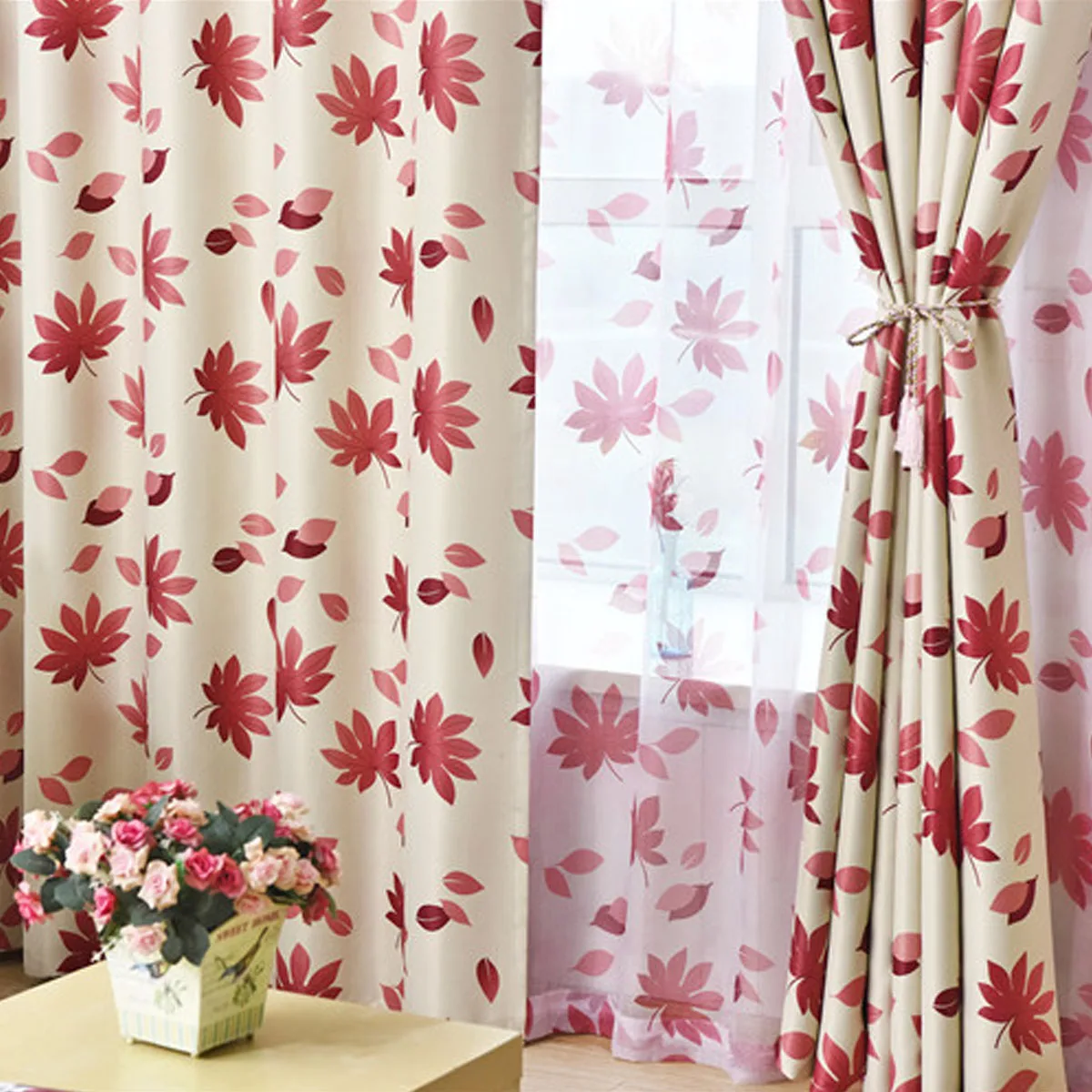 Затемняющие шторы с красными кленовыми листьями для гостиной спальни оконные