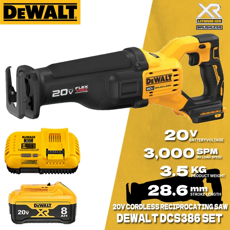 DEWALT DCS386 Cordless Reciprocating Saw 20V FLEXVOLT Advantage Brushless Adjustable Speed Saber Saw Machine DCB115 DCB118