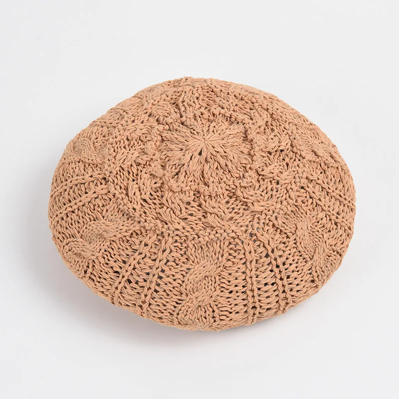 

Summer polyester Solid Color adjustable beret hats for Women and girl Painter hat Beanie cap 01