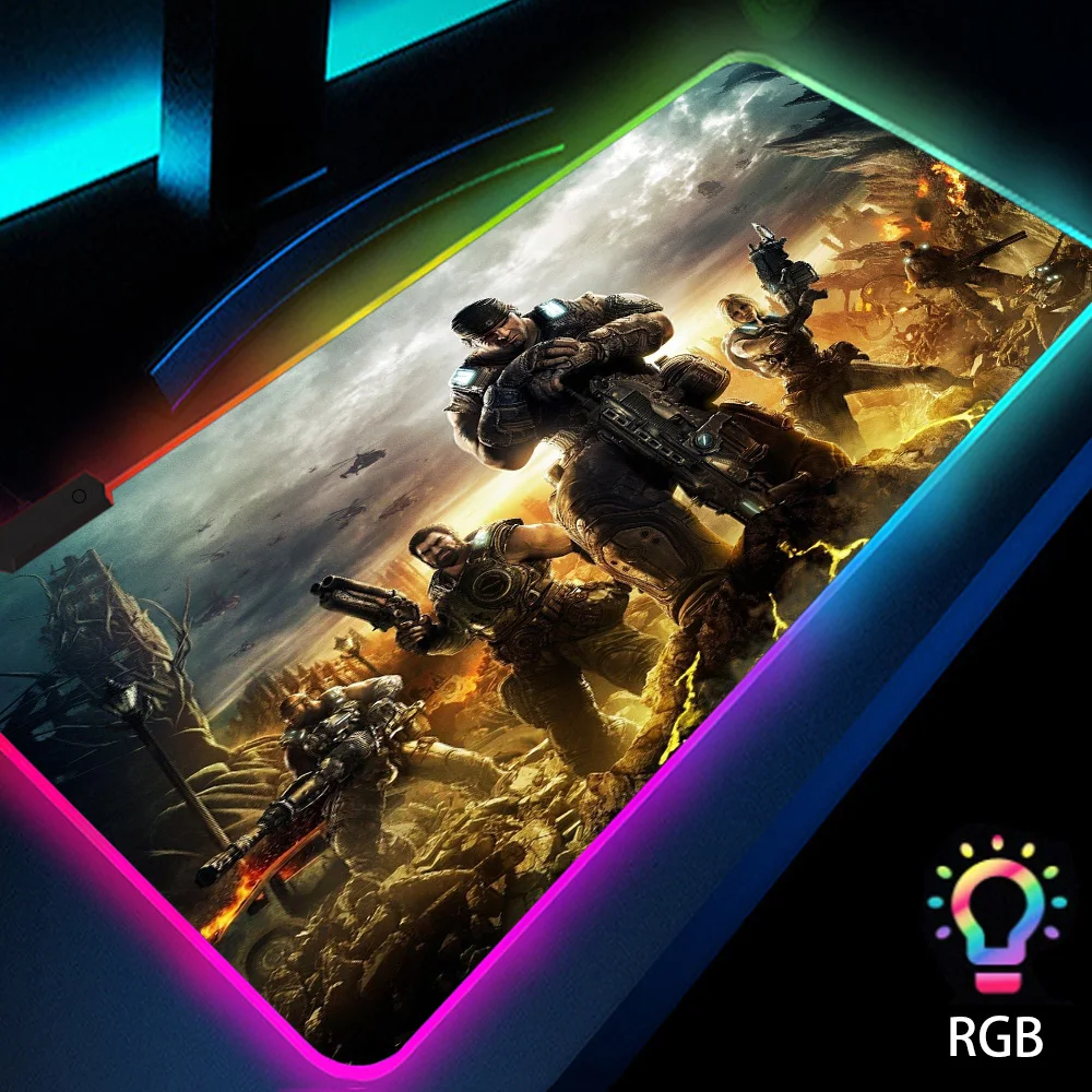 

Gears of War Office Computer Big Mouse Pad Mechanical Gaming Keyboard Pc LED Accessories Backlit Office Gamer RGB Decoration