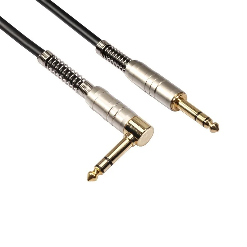 

Gold Plated 6.35mm Male To Male Straight Head To Elbow Stereo Electric Guitar Audio Cable
