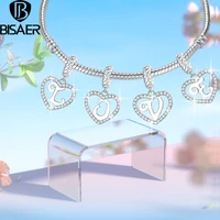 bisaer 925 sterling silver pendant heart letter a to z plated platinum charm for women diy bracelets necklace fine jewelry gift