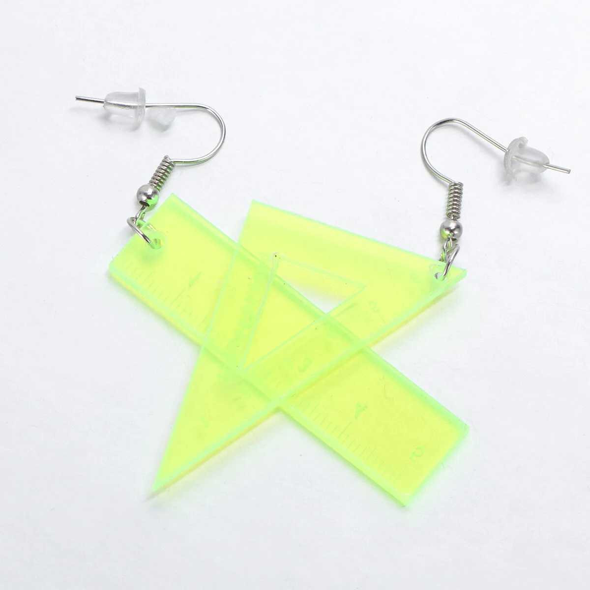 

1 Pair Triangular Rule Earrings Creative Straight Rule Earbob Funny Ruler Female Ear Jewelry for Women Wearing (Yellow)