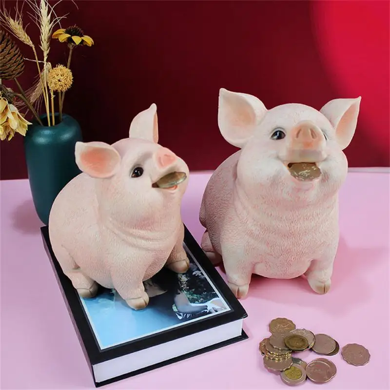 

Child Piggy Bank Children's Birthday Gift Resin Piggy Bank Cute Practical Pig Piggy Bank Household Decoration Craft For Bedroom