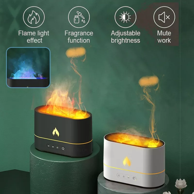 

NEW2023 Flame Air Humidifier Ultrasonic Aromatherapy Humidifiers Diffusers Volcano Mist Maker Fragrance Essential Oil Aroma Difu