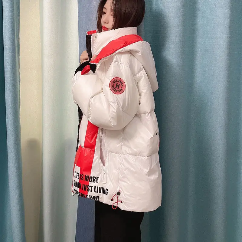Women's Winter Coat Shiny Down Jacket Parka Cropped Jacket Warmth Free Shipping Fashion Loose Wholesale Streetwear Za New