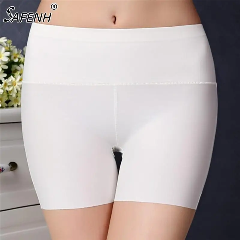 

Women Seamless Ice Silk Safety Pants Shorts Boxer High Waisted Pants Femmel Briefs Panties Underwear Summer