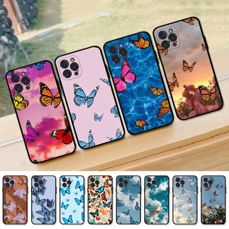 

Cute Animal Butterfly Pattern Phone Case for iPhone 13 12 Mini 11 14 Pro Max Xs X Xr 7 8 Plus 6 6s Se 2022 silicone Cover