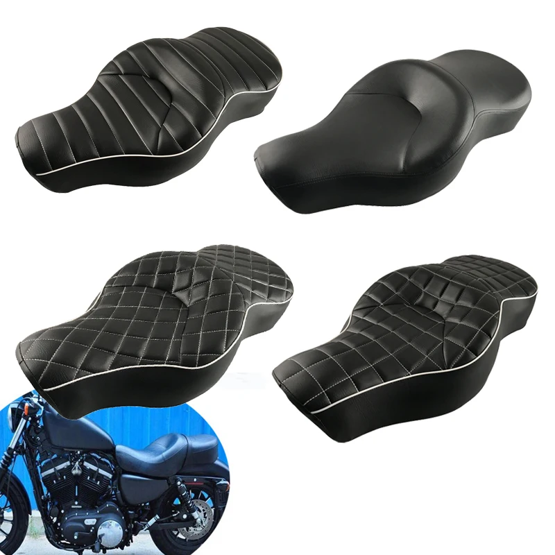 Мотоциклетное черное Двухместный сиденье для водителя подушка пассажирского
