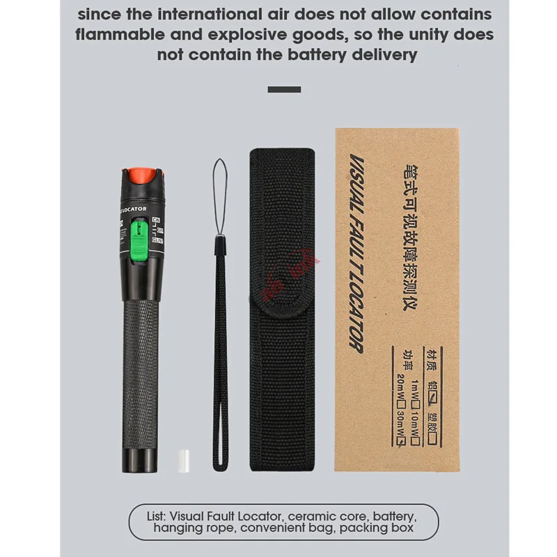 Волоконно-оптический тестер FTTH, 30 мВт, красный лазер, волоконно-оптический свет, 10 мВт, Визуальный дефектоскоп, тестер оптического кабеля, диапазон 5-30 км