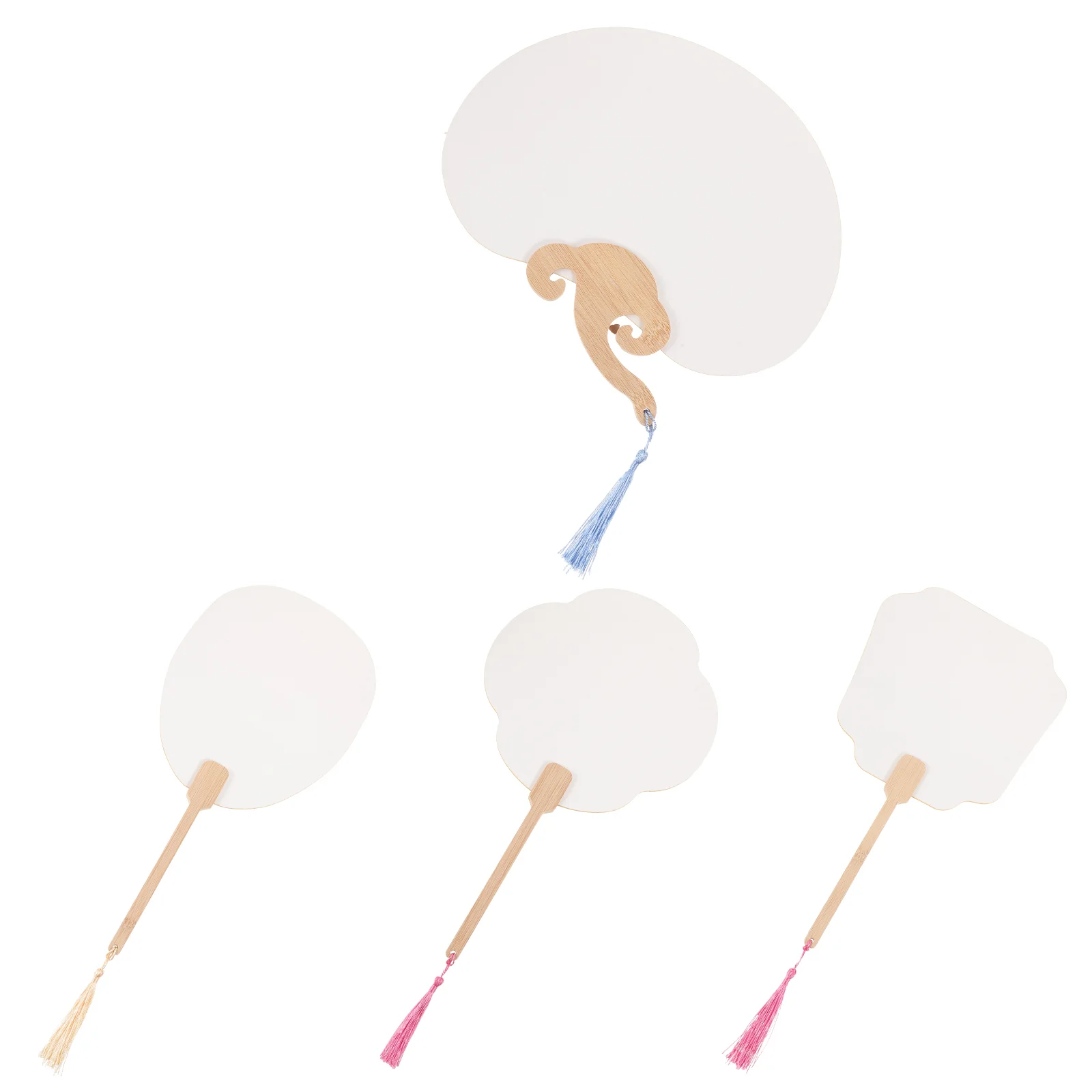 

4 Pcs DIY Round Fan Blank Hand Paper Fans Handheld Graffiti Rice Drawing Kids Painting Child