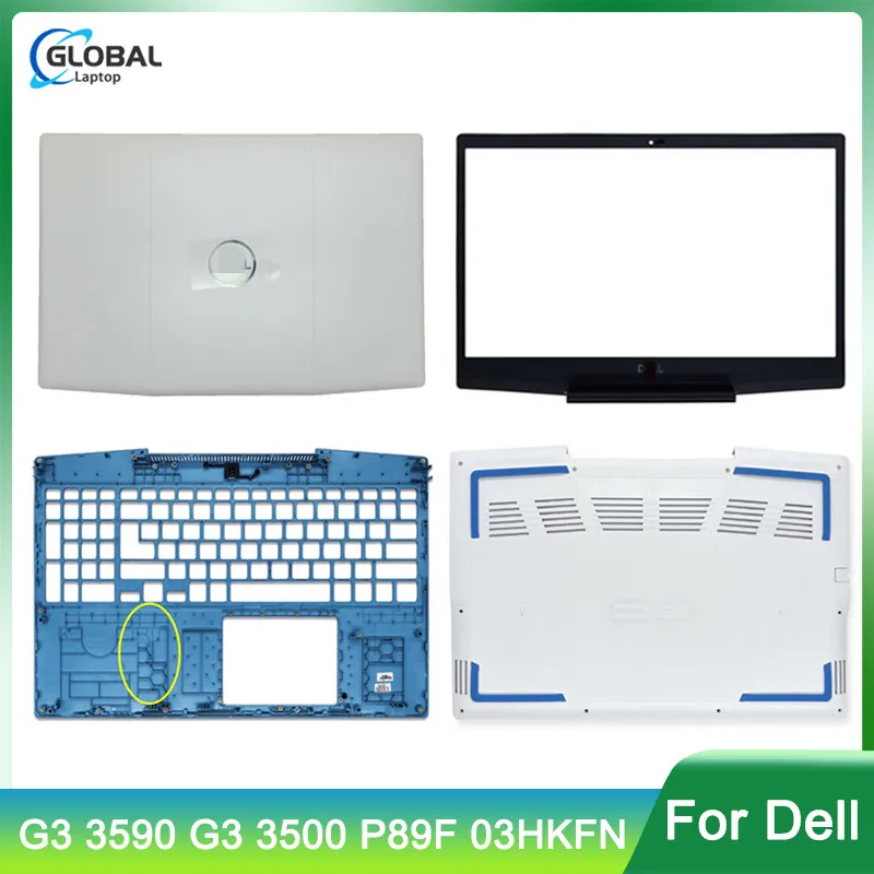 Купи New Laptop Case for DELL G3 3590 G3 3500 P89F LCD Back Cover/Front Bezel/Hinges/Palmrest/Bottom Case Replacement 03HKFN White за 981 рублей в магазине AliExpress