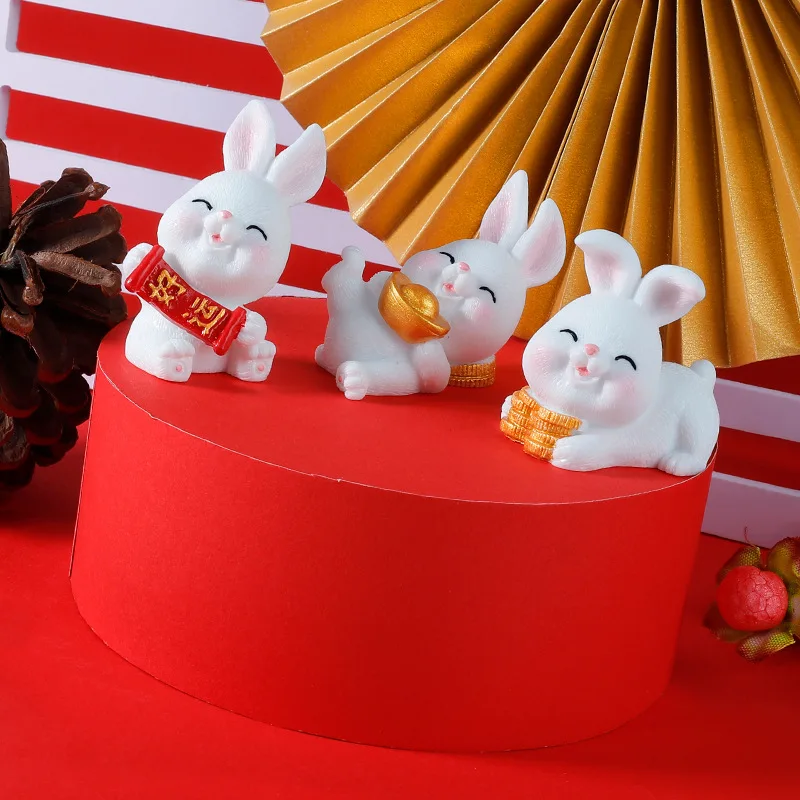 Miniature Resin Animal Chinese New Year Of The Rabbit Zodiac Micro Landscape Dollhouse Bunny Garden Ornament Resin Home Decor images - 6