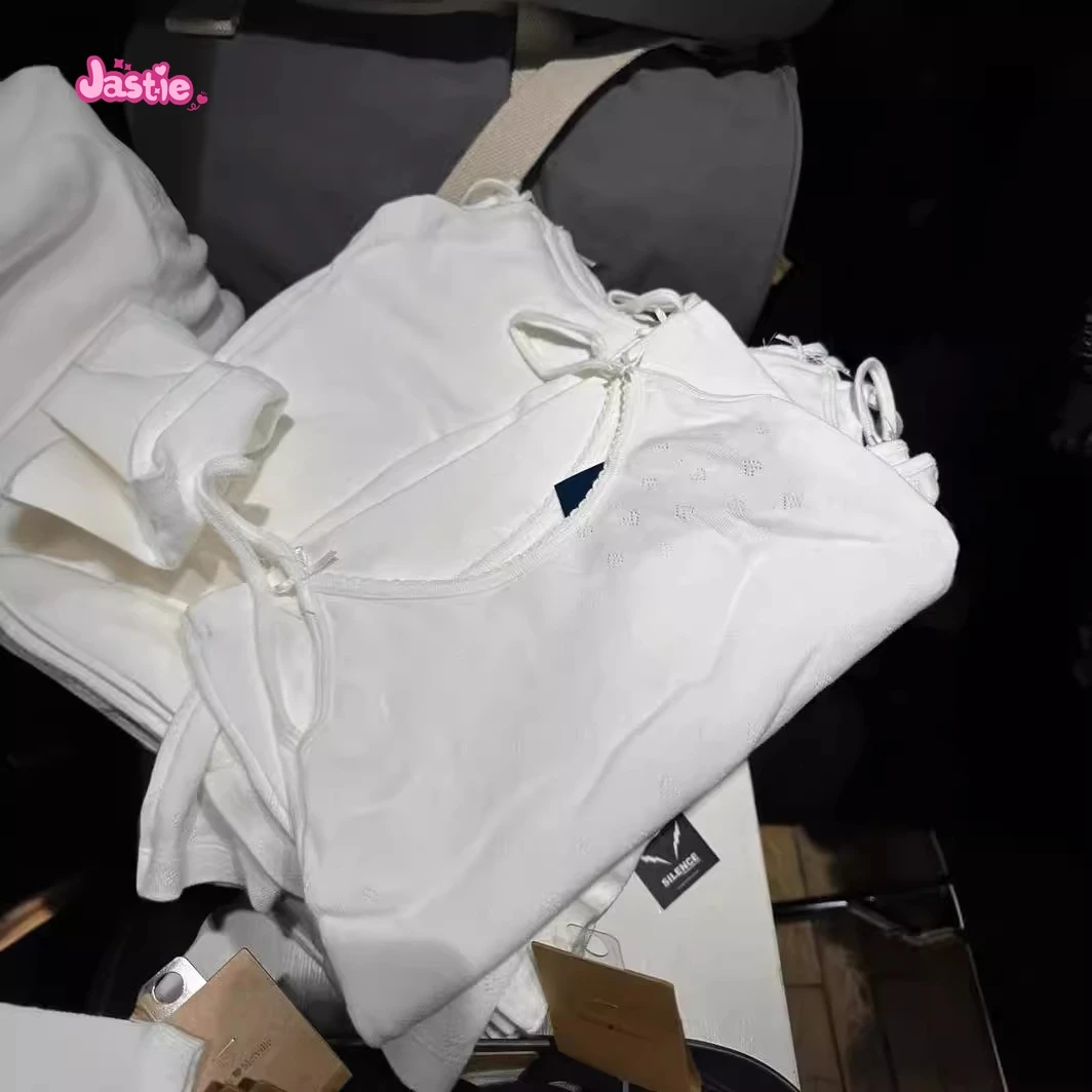 Женская майка Love Eyelet Bow 2024 летняя кружевная отделка белые хлопковые тонкие майки