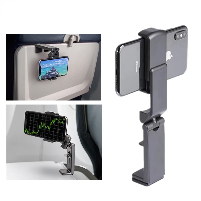 

Portable Airplane Phone Holder Travel Stand Desk Flight Foldable Adjustable Rotatable Selfie Holding Train Seat Stand Support