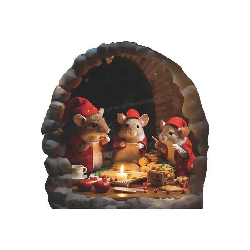 

Рождественская наклейка на стену с отверстием в виде мыши S411