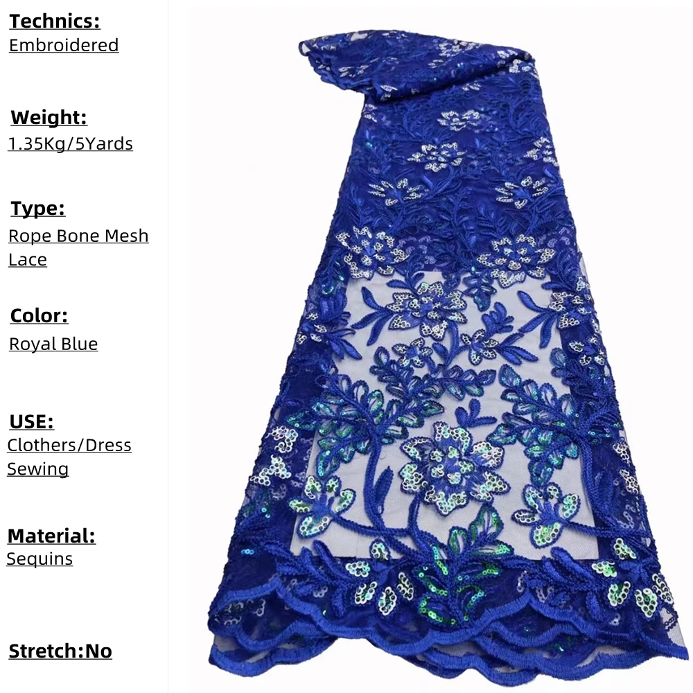 

PGC African Tulle Lace Fabric Sequin 5 Yards 2022 Nigerian Mesh Lace Fabrics High Quality For Sewing Wedding Cloth DP0004