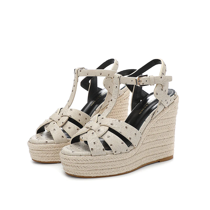 Latest Women's Fashion Wedge High Heel Buckle Sandals Roman Open Toe Shoes Banquet Dress Shoes Party Summer Women's Sandals34-43