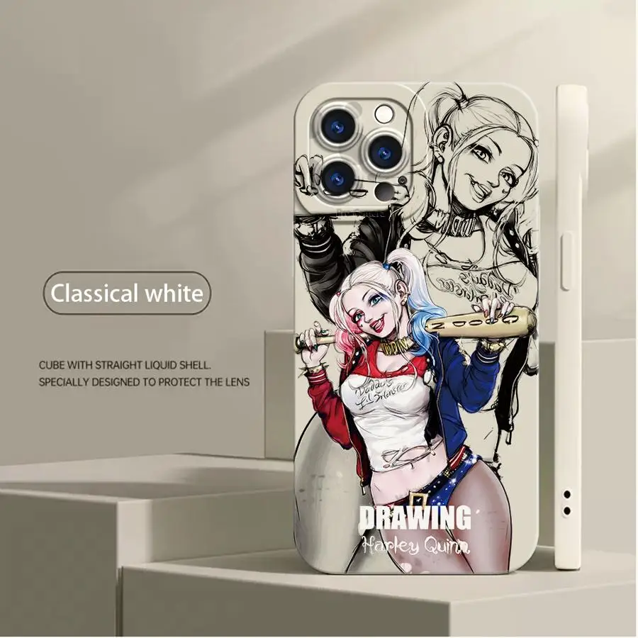 H-Harley Cool Q-Quinn Cover Phone Case for Apple iPhone 13 15 16 Pro Max 14 11 12 Plus Shockproof Soft TPU Shell