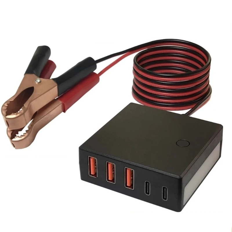 

3xUSB-A and 2xType-C Portable Car 12V 24V to 5V USB Charging Converter 5-Port Car Adapter for Car Drop Shipping